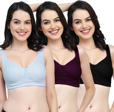 COLLEGE GIRL CG1214Mino Women Minimizer Non Padded Bra(Light Blue, Purple, Black)
