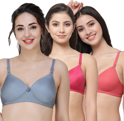 COLLEGE GIRL CGPAD1200 Women T-Shirt Lightly Padded Bra(Grey, Pink, Red)