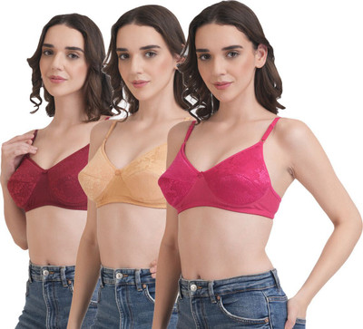 ASINA Everyday Comfort Fit Women Full Coverage Lightly Padded Bra(Maroon, Pink, Gold)