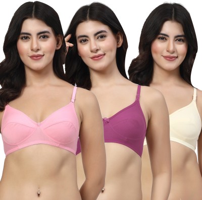 LILY Enimsaj Women Everyday Non Padded Bra(Pink, Purple, Beige)