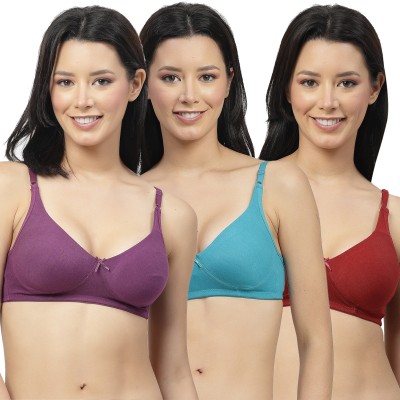 Shyam Sons FLAIR Double Layered 0636 Women T-Shirt Non Padded Bra(Purple, Green, Maroon)