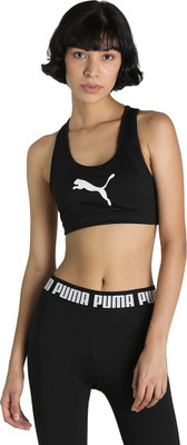 PUMA Mid 4Keeps Graphic PM Women Sports Lightly Padded Bra(Black)