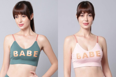under 1000 Women T-Shirt Lightly Padded Bra(Pink, Green)