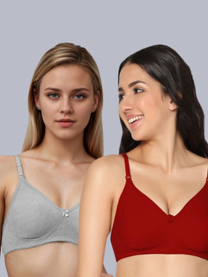Eden EDEN01GREYRED Women T-Shirt Non Padded Bra(Grey, Red)