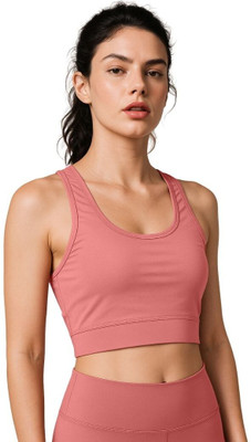 ENTERPRISEAD Full Coverage Bounce-Control Athletic Bra Women Sports Non Padded Bra(Pink)