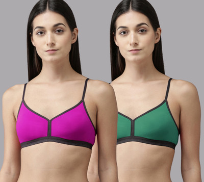 PIBU Veni Bra Women Full Coverage Non Padded Bra(Pink, Green)