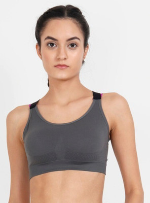 Penance For You Women Sports Lightly Padded Bra(Grey)