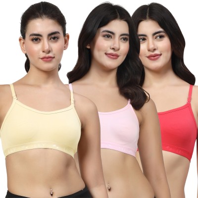 LILY 3321 Women Sports Non Padded Bra(Yellow, Pink, Red)