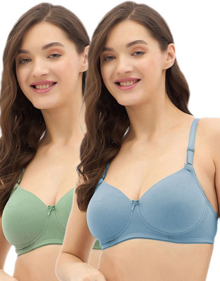 Women Vibes Women's Lightly Padded Wirefree full coverage T-Shirt Bra Combo Women T-Shirt Lightly Padded Bra(Multicolor)