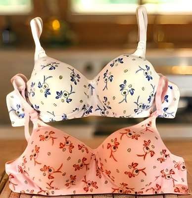 Anamta Pack of 2 padded print bra Women Push-up Lightly Padded Bra(Multicolor)