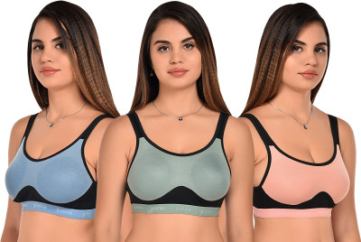 Zivosis Women Sports Non Padded Bra(Light Blue, Light Green, Pink)