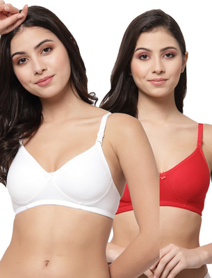 COLLEGE GIRL CG1301 Women T-Shirt Non Padded Bra(White, Red)
