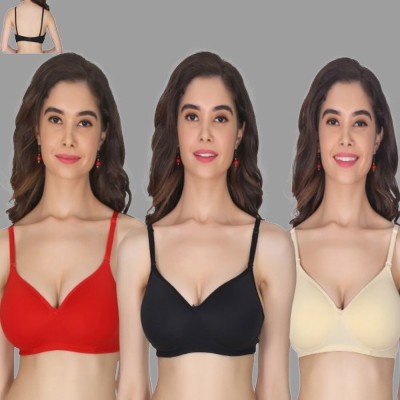 KGN RETINA Women Push-up Lightly Padded Bra(Red, Black, Beige)