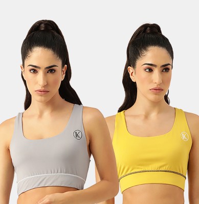 KOTTY Women Sports Non Padded Bra(Grey, Yellow)