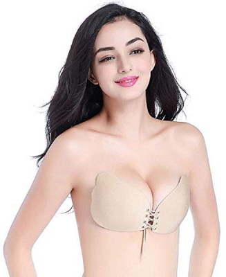QAUKY Sticky Strapless Self Adhesive Backless Bras Silicone Push up Bra for Women Women Stick-on Heavily Padded Bra(Grey)