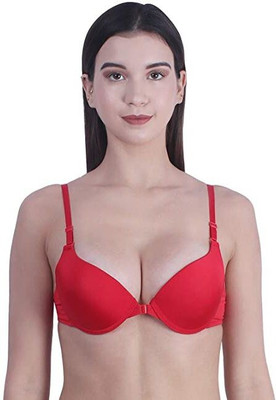 EYESOFPANTHER Front Open Push up Padded Bra Women Push-up Lightly Padded Bra(Red)