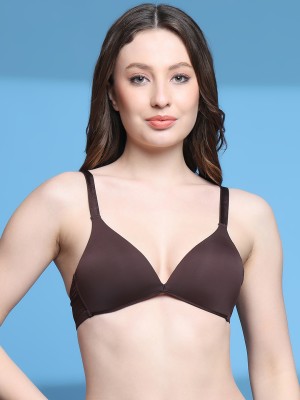 PrettyCat PrettyCat Seamless Wirefree Plunge Bra Women Plunge Lightly Padded Bra(Brown)