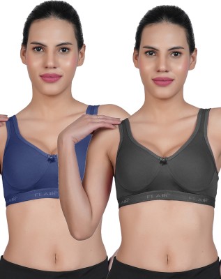 Shyam Sons FLAIR Anika Women Sports Non Padded Bra(Blue, Black)