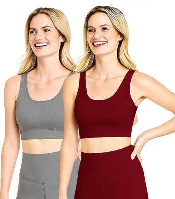 PTELRA Girls Everyday Non Padded Bra(Grey, Maroon)