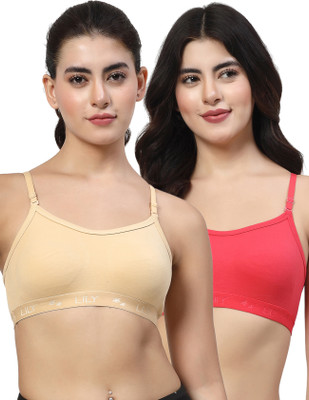 LILY 3321Mino Women Sports Non Padded Bra(Beige, Red)