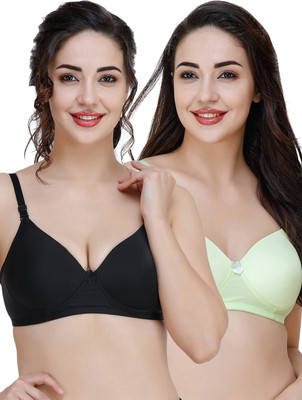 COLLEGE GIRL CGPAD1211-CGPAD1215 Women T-Shirt Lightly Padded Bra(Black, Green)