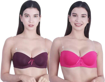 HouseOfCommon Women Balconette Lightly Padded Bra(Pink, Purple)