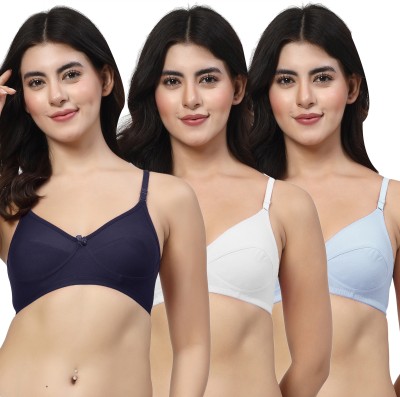 LILY Enimsaj Women Everyday Non Padded Bra(Blue, White, Blue)