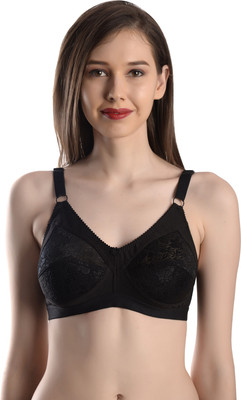 Meile Women Cotton Lightly Non padded Wire Free Seamless Bra Women Full Coverage Non Padded Bra(Black)