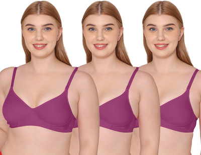 KOMLI Komli Seamless Medium Padded Full Coverage Cotton Rich Padded Bra Women T-Shirt Lightly Padded Bra(Purple)