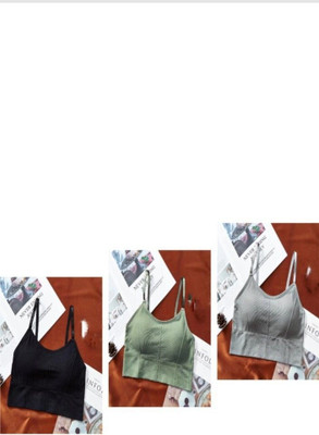 BRANKLY URJA Women Cami Bra Lightly Padded Bra Women Cami Bra Lightly Padded Bra(Black, Green, Grey)