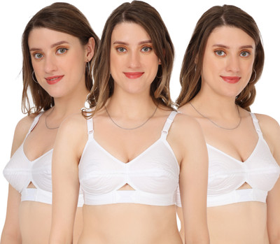 Eden Beauty Comfortable round stitch bra Combo set for women center elastic cotton bra Women Full Coverage Non Padded Bra(White)