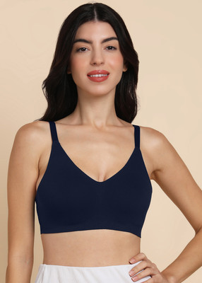 Dressberry Dressberry Cotton Spandex Non-Padded Bonded Seamless Bra Women Everyday Non Padded Bra(Blue)