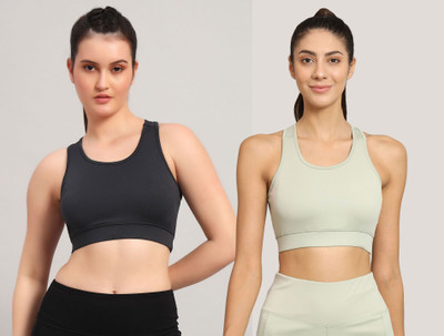 BEING RUNNER Women Sports Non Padded Bra(Light Green, Black)