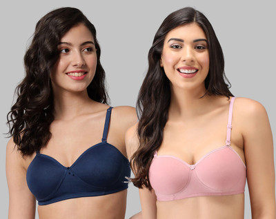PIBU Demi Bra Women Balconette Lightly Padded Bra(Blue, Pink)