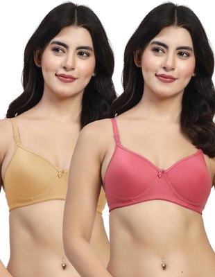 LILY mfruomalg Women T-Shirt Lightly Padded Bra(Maroon, Brown)