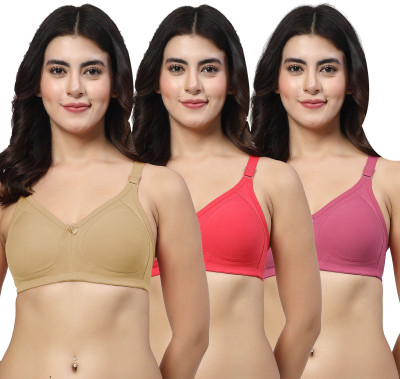 LILY iranos Women Full Coverage Non Padded Bra(Beige, Red, Purple)