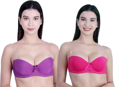 HouseOfCommon Women Balconette Lightly Padded Bra(Pink, Purple)