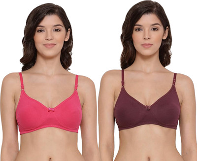 Nom Tom Women Full Coverage Non Padded Bra(White, Purple)