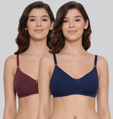Lyra Women Full Coverage Non Padded Bra(Maroon, Blue)