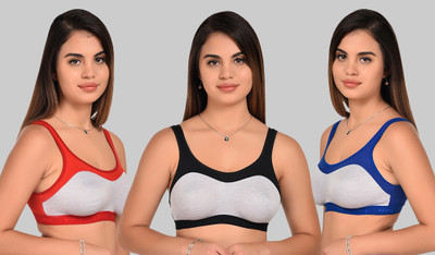 Yana Women Sports Non Padded Bra(Black, Red, Blue)