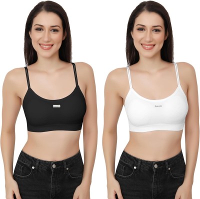 Ganesh Enterprises 2122 New Women Sports Lightly Padded Bra(Black, White)