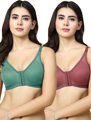 Docare DCFO280 Front Open Women T-Shirt Non Padded Bra(Green, Maroon)