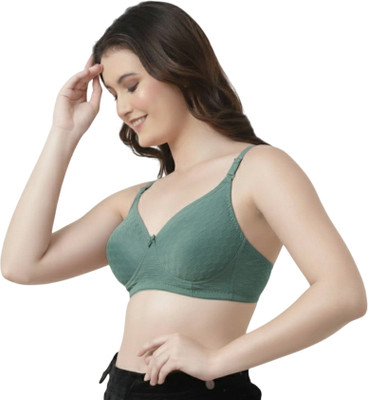 GIVYALECO Women Everyday Cotton Lycra Lightly Padded Bra (Green) Women Full Coverage Lightly Padded Bra(Green)