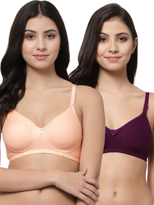 Docare NovaPad Women T-Shirt Lightly Padded Bra(Orange, Purple)