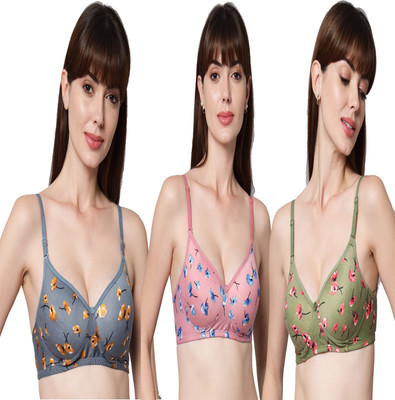 Mollis Women T-Shirt Lightly Padded Bra(Multicolor)