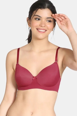 Bingo Padded Full Coverage Seamless Soft Stuff Bra Women Push-up Lightly Padded Bra(Maroon)