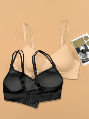 NAGARVEL CREATION F/309-BLK/SKN-P02-30 Women Push-up Lightly Padded Bra(Multicolor)