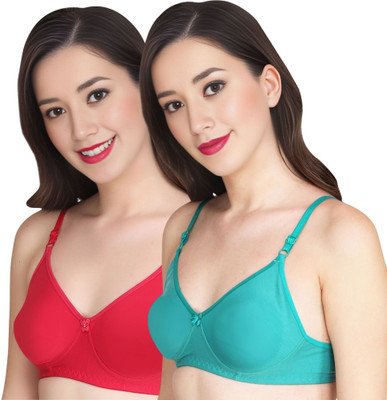 Liigne Women Everyday Non Padded Bra (Pack Of 2) for T-Shirt Saree Dress Sports Garment Women T-Shirt Non Padded Bra(Pink, Green)