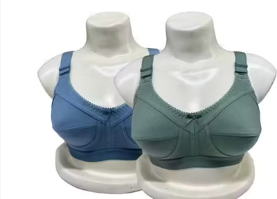 RSR ENTERPRISE Pack of 3 Women Everyday Non Padded Bra (Multicolor) Women Full Coverage Non Padded Bra(Blue, Grey)