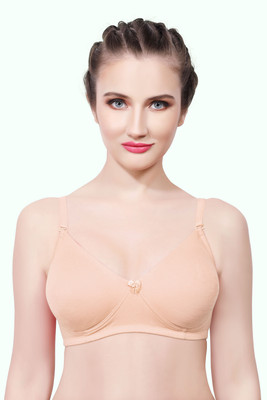 INTIHUG Women's Wireless Seamless Bra Ultra-Soft Push Up Full Coverage Bra Women Everyday Non Padded Bra(Beige)